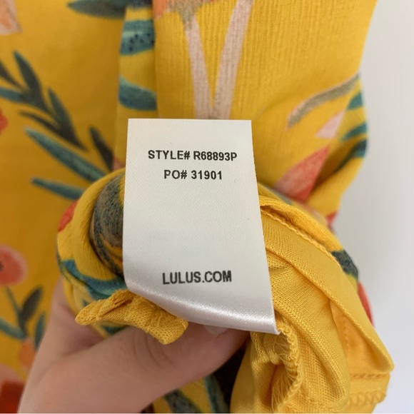 NWT Lulu’s Zinnia Mustard Yellow Floral Print High Low Maxi Dress Large - Picture 13 of 15